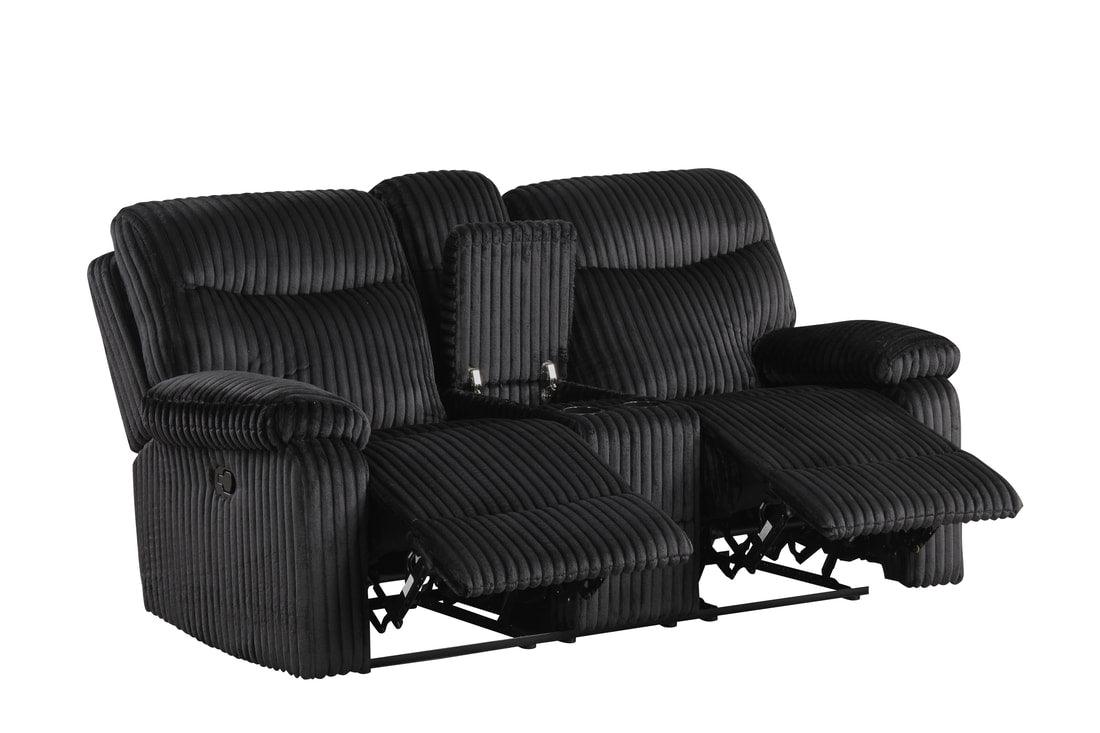 Bravo Black Fabric 3-Piece Reclining Living Room Set by Happy Homes at Eve Furniture