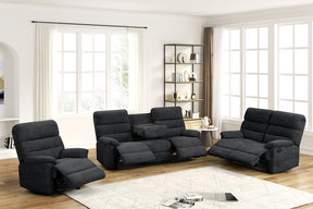 Bravo Black Fabric Reclining Living Room Set by Happy Homes at Eve Furniture