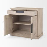 Braxton 33.5L x 18.5W x 31.5H Beige Wood W/Black Accents 2 Door Accent Cabinet by Mercana at Eve Furniture