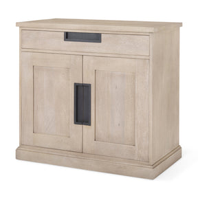 Braxton 33.5L x 18.5W x 31.5H Beige Wood W/Black Accents 2 Door Accent Cabinet by Mercana at Eve Furniture