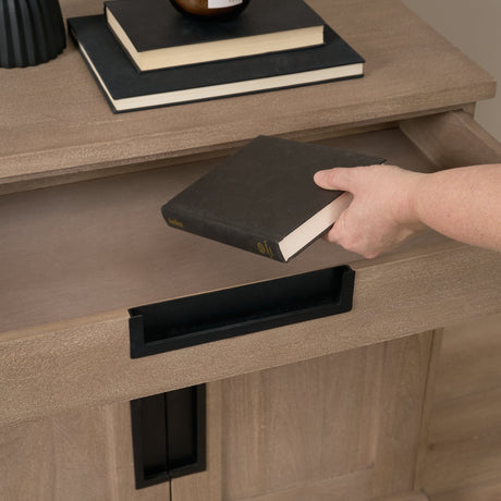 Braxton Beige Wood W/Black Accents 2 Door Accent Cabinet by Mercana at Eve Furniture