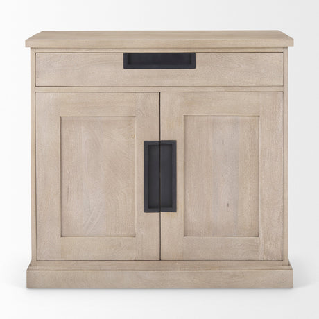 Braxton Beige Wood W/Black Accents 2 Door Accent Cabinet by Mercana at Eve Furniture