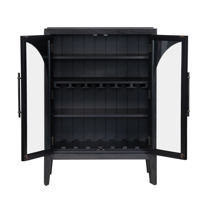 Braxton Black Wine Cabinet by Crestview at Eve Furniture