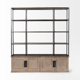 Braxton I Light Brown Wood and Iron Three Shelf Shelving Unit by Mercana at Eve Furniture