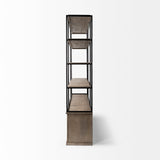 Braxton I Light Brown Wood and Iron Three Shelf Shelving Unit by Mercana at Eve Furniture