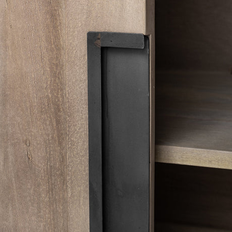 Braxton I Light Brown Wood and Iron Three Shelf Shelving Unit by Mercana at Eve Furniture