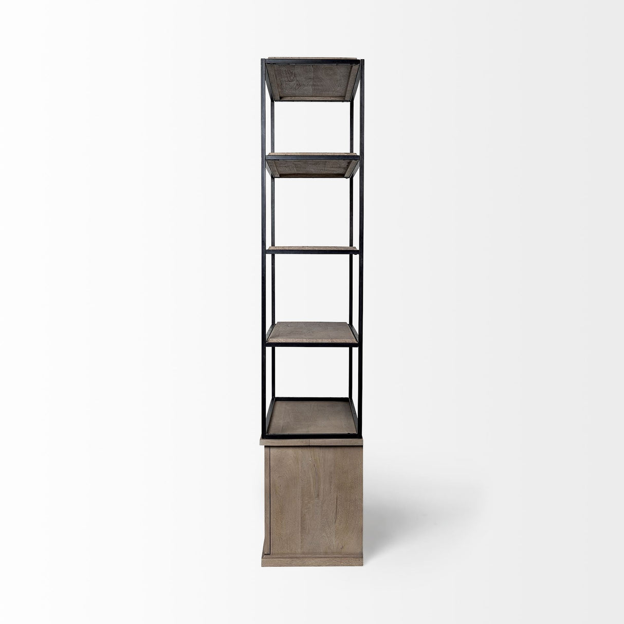 Braxton II Light Brown Wood and Iron Three Shelf Shelving Unit by Mercana at Eve Furniture