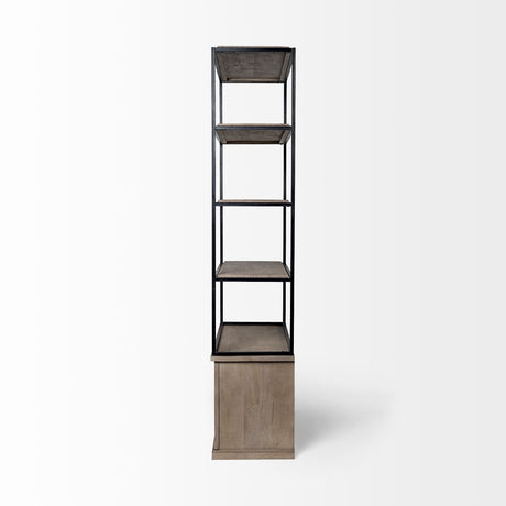 Braxton II Light Brown Wood and Iron Three Shelf Shelving Unit by Mercana at Eve Furniture
