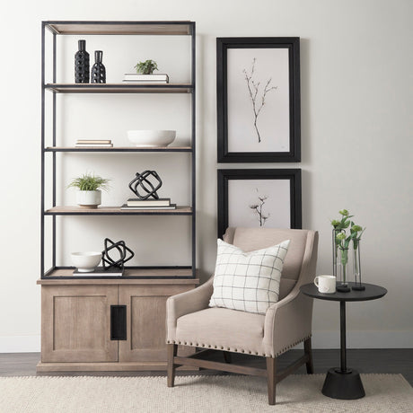 Braxton II Light Brown Wood and Iron Three Shelf Shelving Unit by Mercana at Eve Furniture