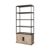 Braxton II Light Brown Wood and Iron Three Shelf Shelving Unit by Mercana at Eve Furniture