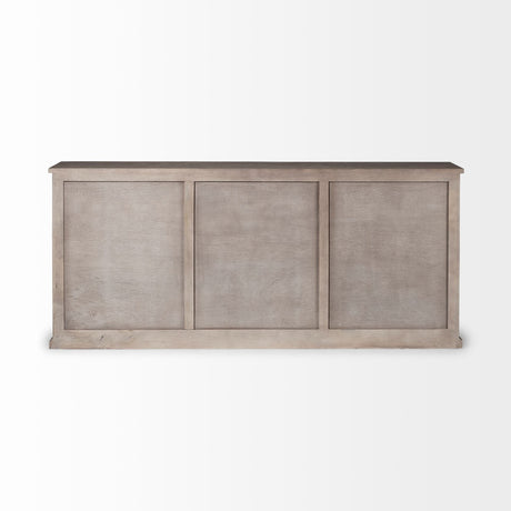 Braxton III Natural Brown Solid Wood 3 Drawer 6 Door Sideboard by Mercana at Eve Furniture
