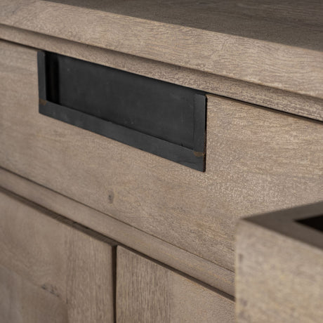 Braxton III Natural Brown Solid Wood 3 Drawer 6 Door Sideboard by Mercana at Eve Furniture