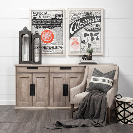 Braxton III Natural Brown Solid Wood 3 Drawer 6 Door Sideboard by Mercana at Eve Furniture