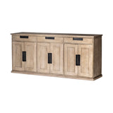 Braxton III Natural Brown Solid Wood 3 Drawer 6 Door Sideboard by Mercana at Eve Furniture