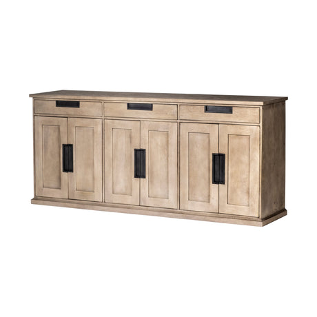 Braxton III Natural Brown Solid Wood 3 Drawer 6 Door Sideboard by Mercana at Eve Furniture