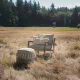 Brayden 28.3L x 34.1W x 35H Light Brown Wood W/ Beige Fabric Seat Accent Chair by Mercana at Eve Furniture