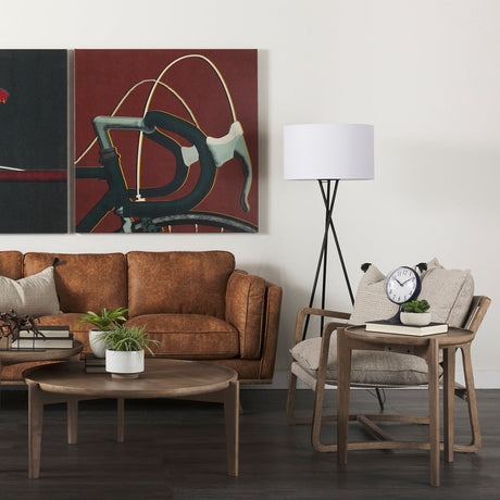 Brayden Light Brown Wood W/ Beige Fabric Seat Accent Chair by Mercana at Eve Furniture
