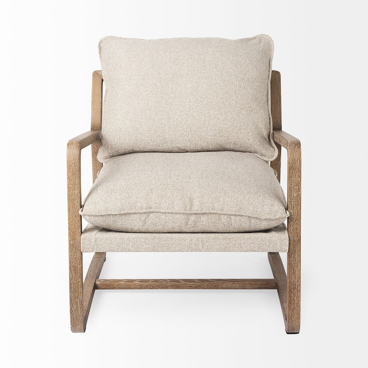 Brayden Light Brown Wood W/ Beige Fabric Seat Accent Chair by Mercana at Eve Furniture