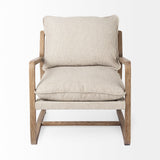 Brayden Light Brown Wood W/ Beige Fabric Seat Accent Chair by Mercana at Eve Furniture
