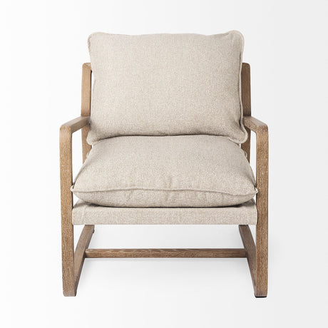 Brayden Light Brown Wood W/ Beige Fabric Seat Accent Chair by Mercana at Eve Furniture
