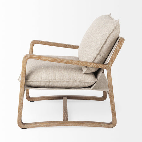 Brayden Light Brown Wood W/ Beige Fabric Seat Accent Chair by Mercana at Eve Furniture