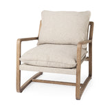 Brayden Light Brown Wood W/ Beige Fabric Seat Accent Chair by Mercana at Eve Furniture
