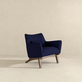 Brayden Mid Century Modern Dark Blue Boucle  Armchair