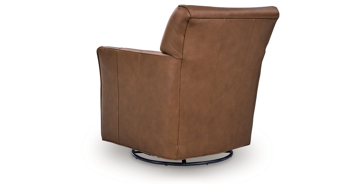 Braydunn Caramel Swivel Glider Accent Chair by Ashley at Eve Furniture