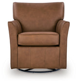 Braydunn Caramel Swivel Glider Accent Chair by Ashley at Eve Furniture