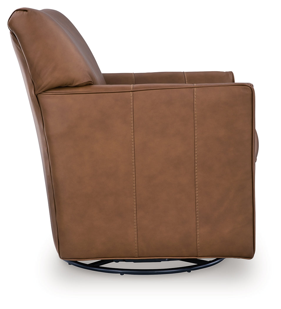 Braydunn Caramel Swivel Glider Accent Chair by Ashley at Eve Furniture
