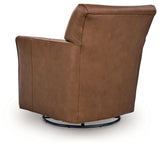 Braydunn Caramel Swivel Glider Accent Chair by Ashley at Eve Furniture