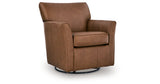 Braydunn Caramel Swivel Glider Accent Chair by Ashley at Eve Furniture