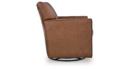 Braydunn Caramel Swivel Glider Accent Chair by Ashley at Eve Furniture