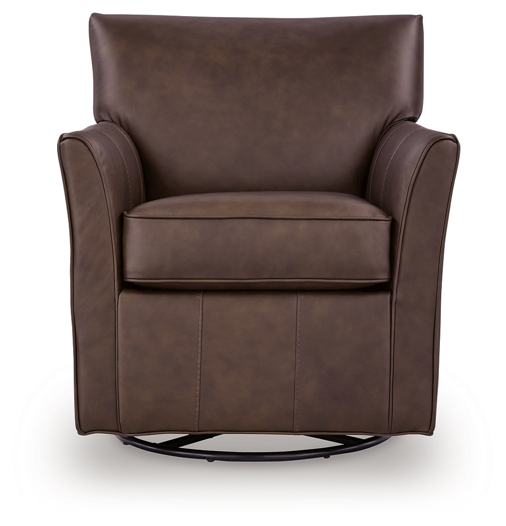 Braydunn Espresso Brown Swivel Glider Accent Chair by Ashley at Eve Furniture