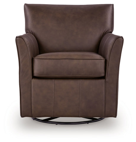Braydunn Espresso Brown Swivel Glider Accent Chair by Ashley at Eve Furniture