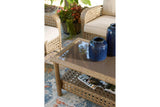 Braylee Driftwood Outdoor Loveseat with Table by Ashley at Eve Furniture