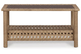 Braylee Driftwood Outdoor Loveseat with Table by Ashley at Eve Furniture