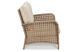 Braylee Driftwood Outdoor Loveseat with Table by Ashley at Eve Furniture