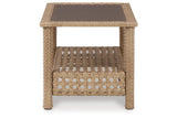 Braylee Driftwood Outdoor Loveseat with Table by Ashley at Eve Furniture