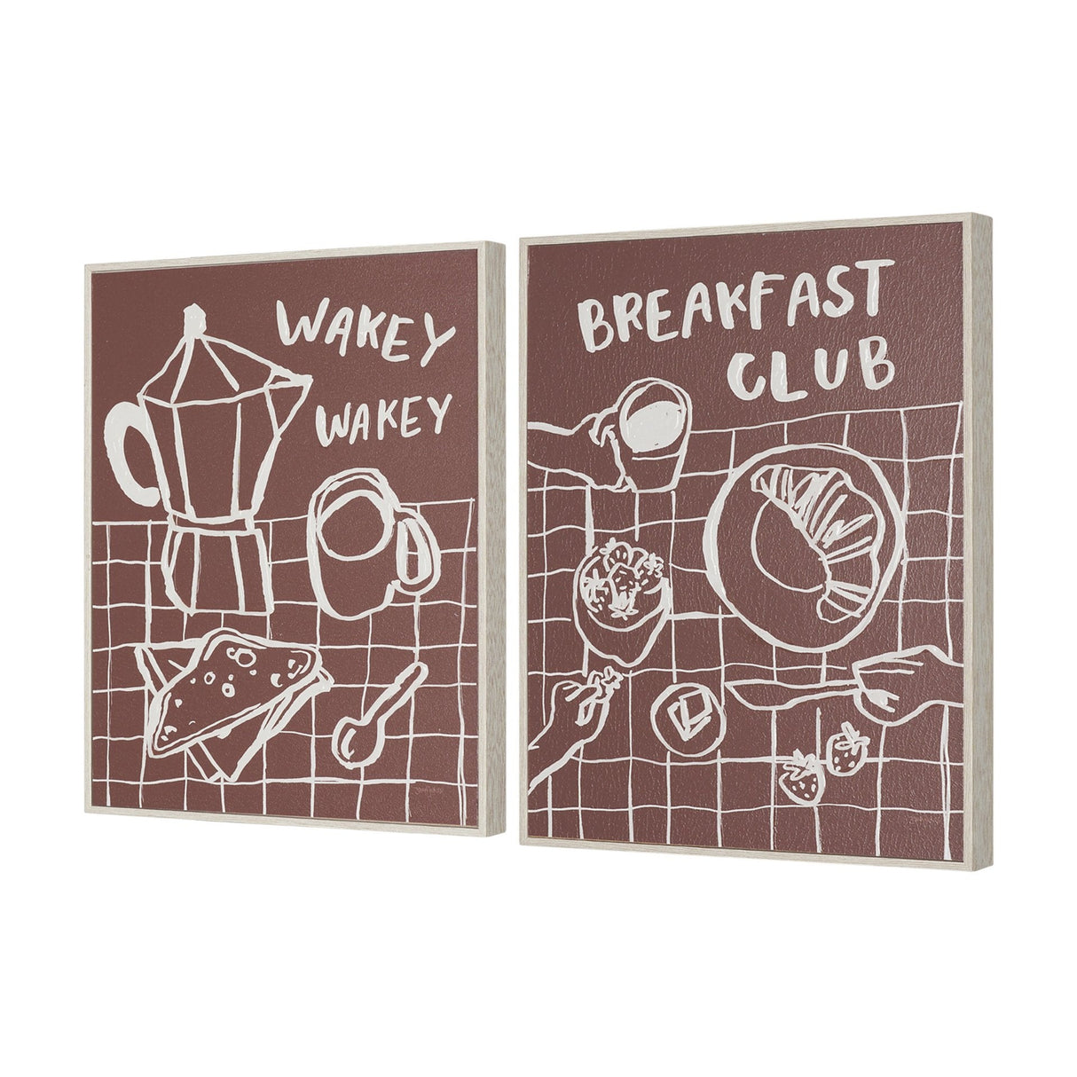 Breakfast Doodles(Set 2) by Jenaya Jackson Hand-Embellished Texture Frame Artwork Matted under Glass by Mercana at Eve Furniture