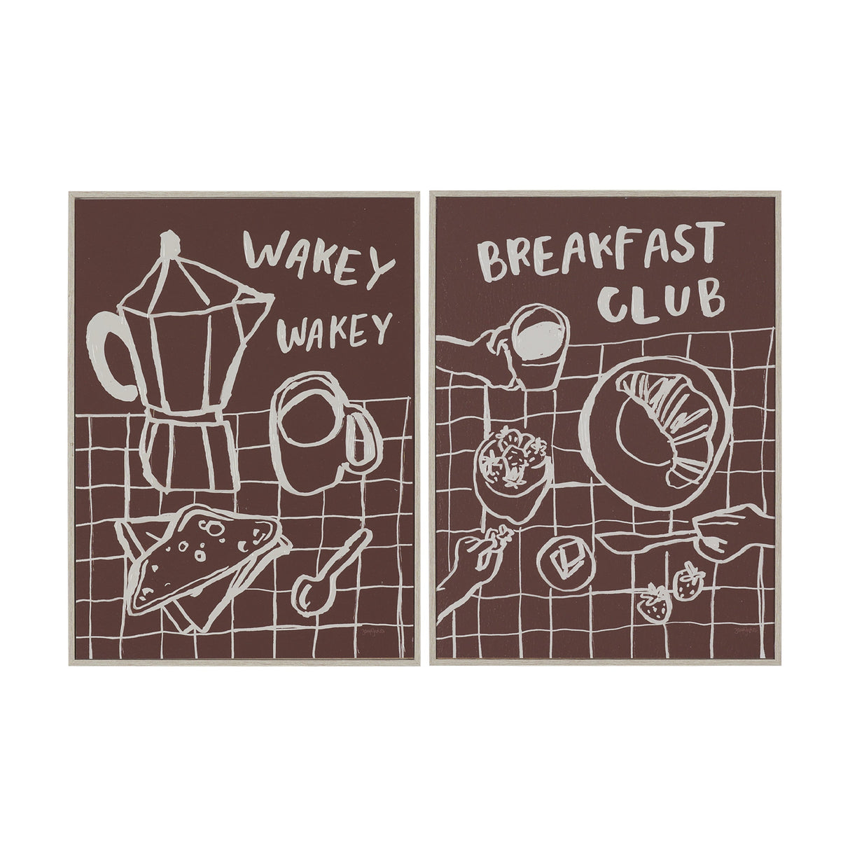 Breakfast Doodles(Set 2) by Jenaya Jackson Hand-Embellished Texture Frame Artwork Matted under Glass by Mercana at Eve Furniture