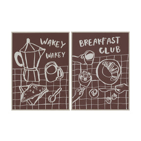 Breakfast Doodles(Set 2) by Jenaya Jackson Hand-Embellished Texture Frame Artwork Matted under Glass by Mercana at Eve Furniture