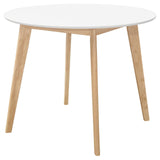 Breckenridge Matte White/Natural Oak Round Dining Table by Coaster at Eve Furniture