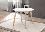 Breckenridge Matte White/Natural Oak Round Dining Table by Coaster at Eve Furniture