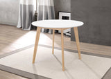 Breckenridge Matte White/Natural Oak Round Dining Table