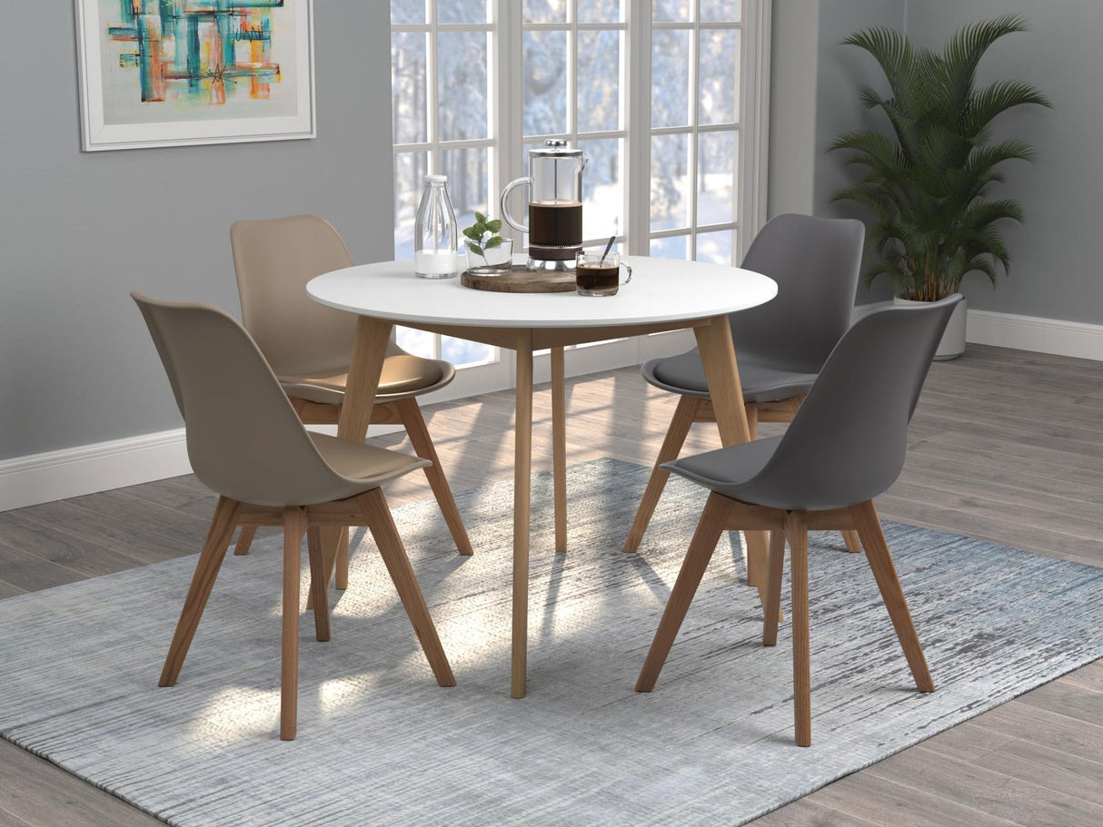 Breckenridge Matte White/Natural Oak Round Dining Table