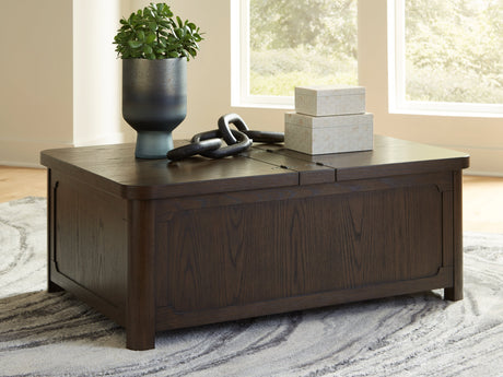 Breckington Dark Brown Coffee Table With Storage by Ashley at Eve Furniture