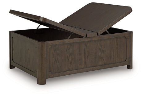 Breckington Dark Brown Coffee Table With Storage by Ashley at Eve Furniture