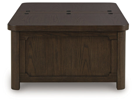 Breckington Dark Brown Coffee Table With Storage by Ashley at Eve Furniture