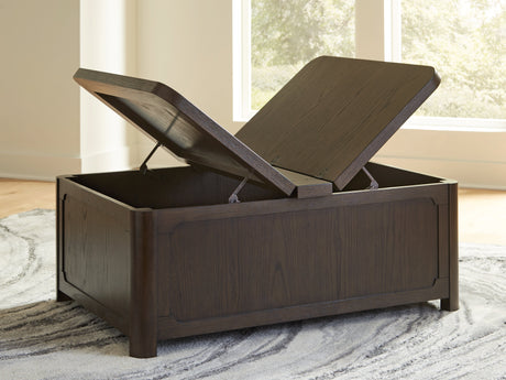 Breckington Dark Brown Coffee Table With Storage by Ashley at Eve Furniture